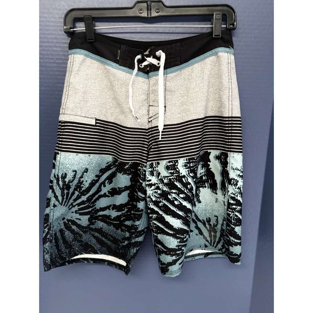 QUIKSILVER Board Shorts Men's Size 28‎ Surf Swim Trunks Palm Print Quick Dry